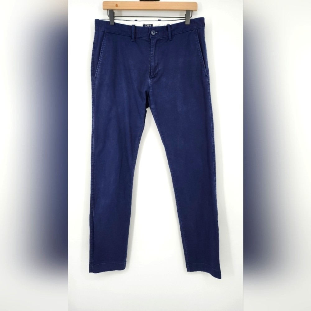 J.Crew Mens Flex Slim Chino Pants W31 L32 Navy Blue Stretch Cotton Trousers‎